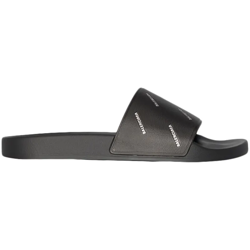 Balenciaga Pool Slides Repeat Logo Black White (565826W1S8D1081)