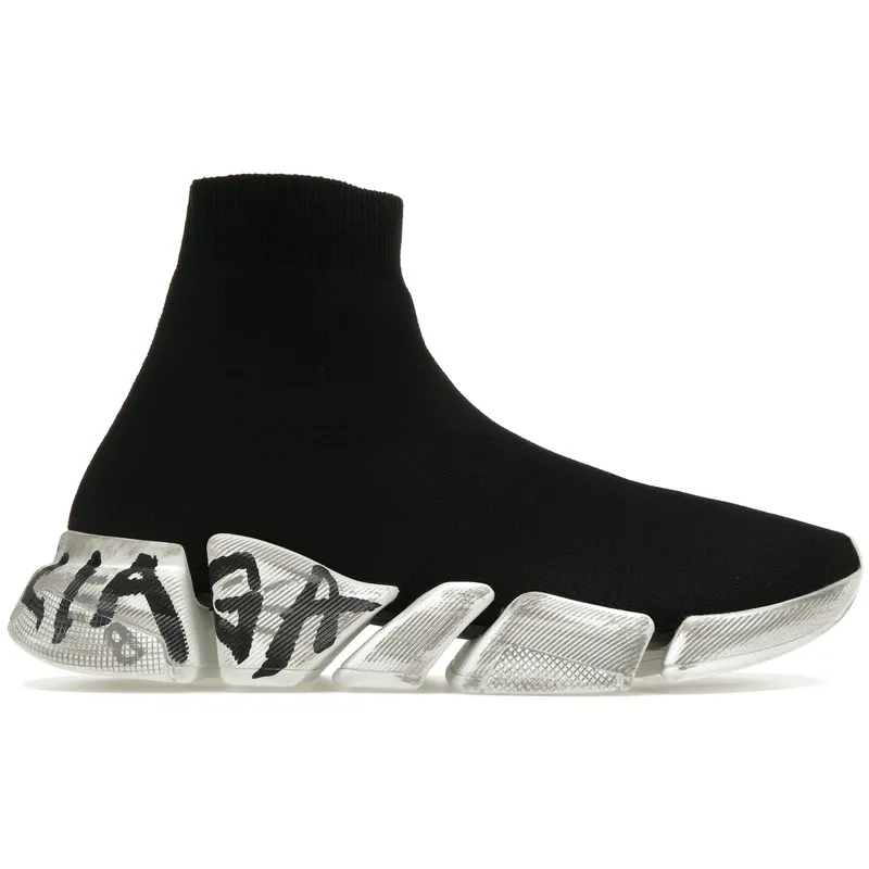 Balenciaga Speed 2.0 Graffiti Recycled Knit Black White (617239W2DD41091)
