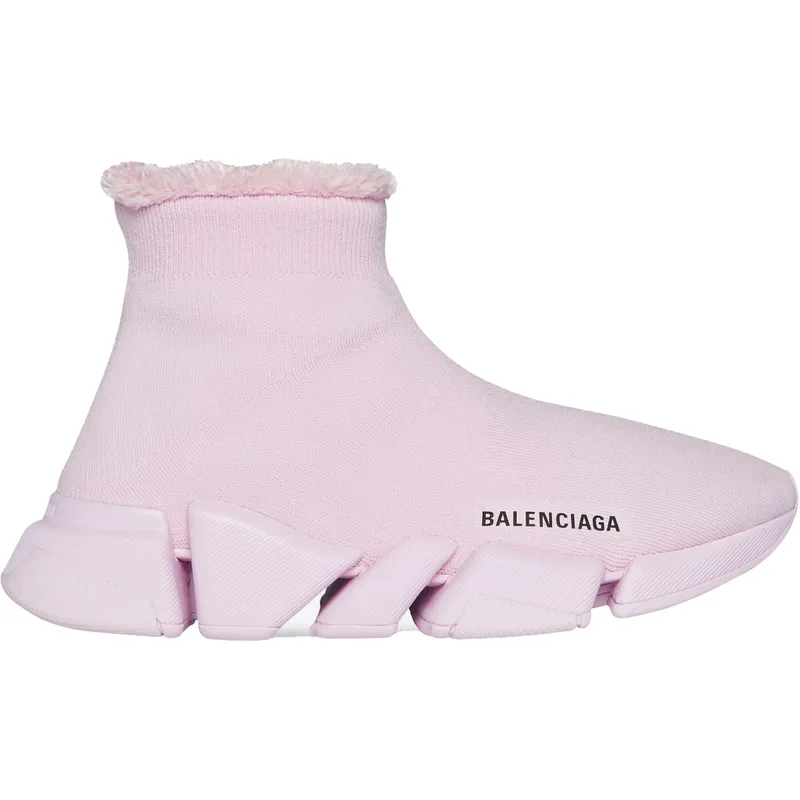 Balenciaga Speed 2.0 Recycled Knit Fake Fur Pink (Women’s) (669789W2DI35601)