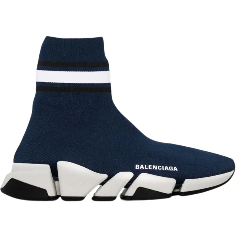 Balenciaga Speed 2.0 Striped Navy Blue Black White (Women’s) (674608W2F604199)
