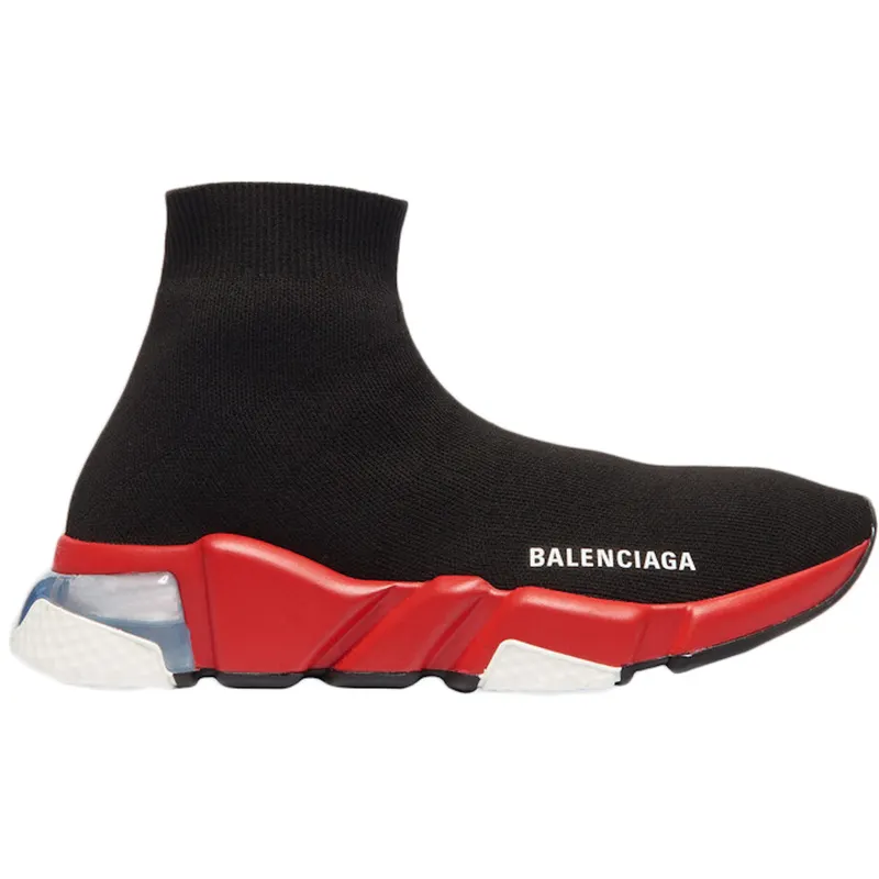 Balenciaga Speed Clear Sole Black Red (607544W05GH1038)