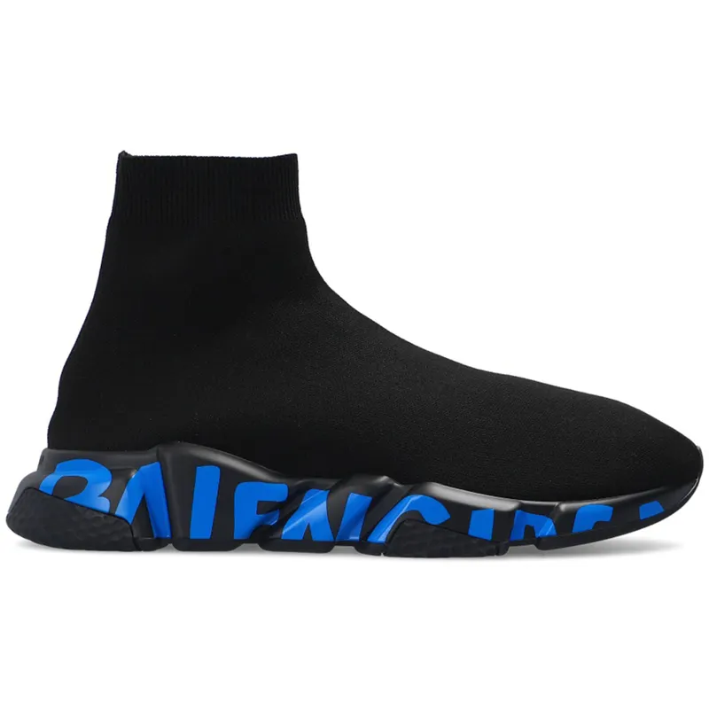 Balenciaga Speed Graffiti Black Blue (605972 W05GE 1140)