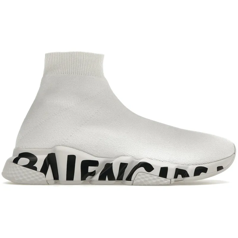Balenciaga Speed Graffiti Trainers White Black (645334W2DB71901)