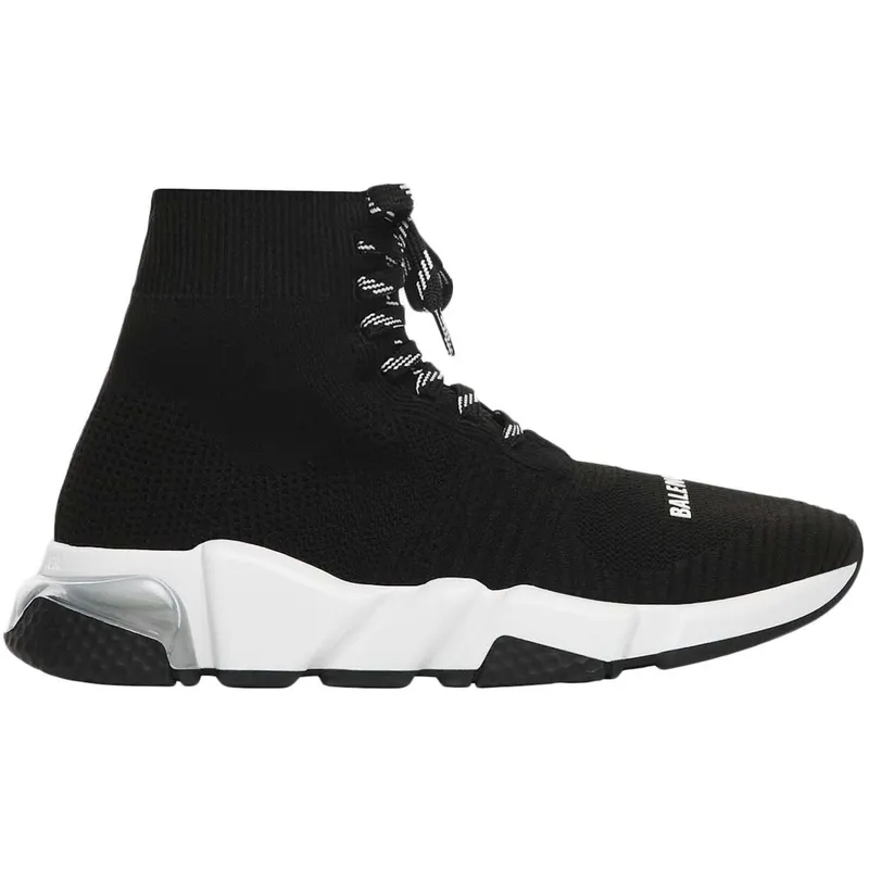 Balenciaga Speed Lace Up Clear Sole Black White (Women’s) (617217W2DB61010)