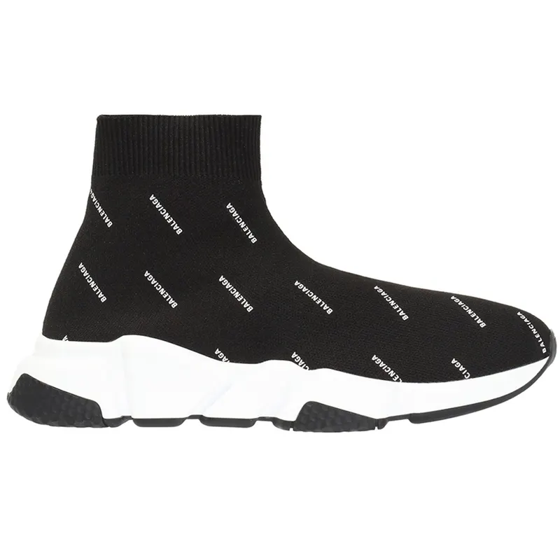 Balenciaga Speed Trainer Logo Print Black White 2020 (Women’s) (525721 W0650 1006)