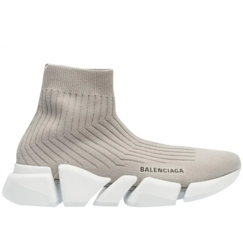 Balenciaga Speed Trainer Rib-Knit Light Gray (Women’s) (654045W2D811391)
