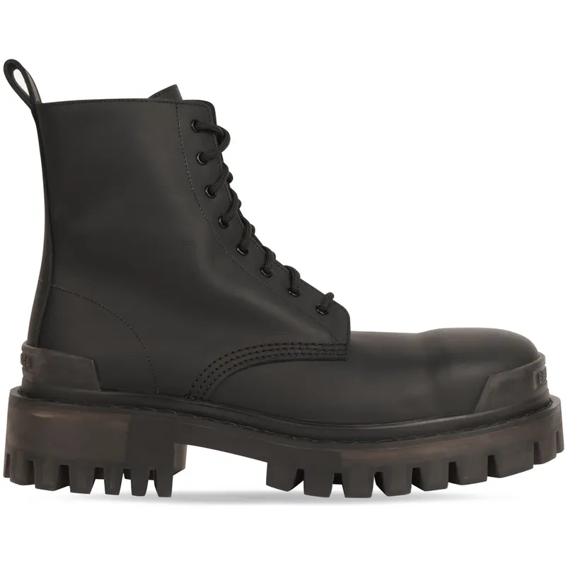 Balenciaga Strike 20mm Boots Black Rubber Effect Calfskin (Women’s) (600970WBBO01000)