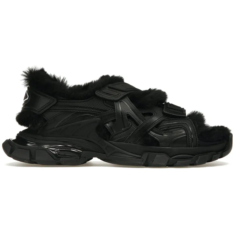 Balenciaga Track Sandal Fake Fur Black (668561W3CQ31000)