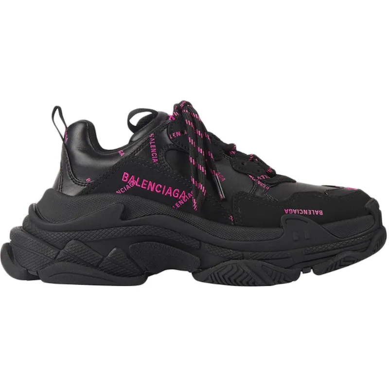 Balenciaga Triple S Allover Logo Black Pink (Women’s) (524039W2FA11050)