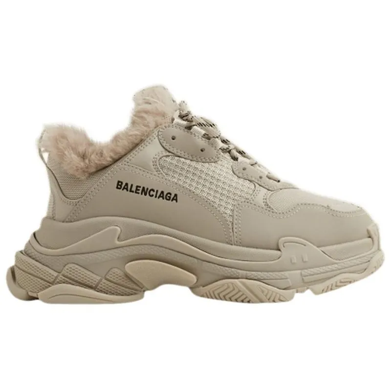 Balenciaga Triple S Fake Fur Beige (Women’s) (668562W3CQ59710)