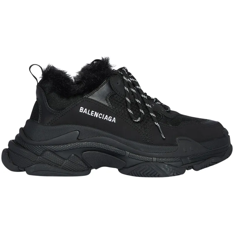Balenciaga Triple S Fake Fur Black (668563W3CQ51000)