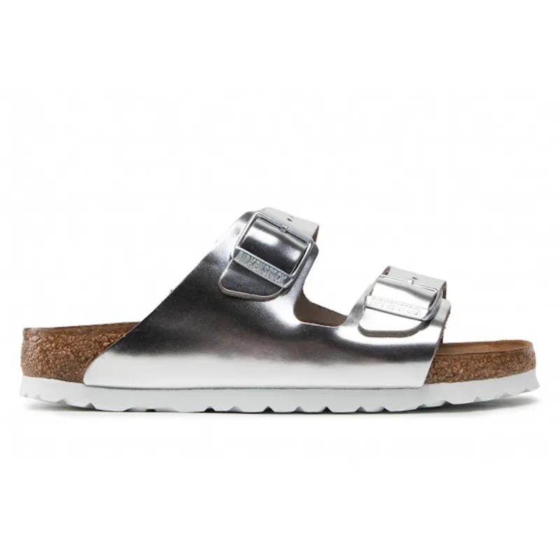 Birkenstock Arizona Softbed Metallic Silver Narrow (Women’s) (1005961)