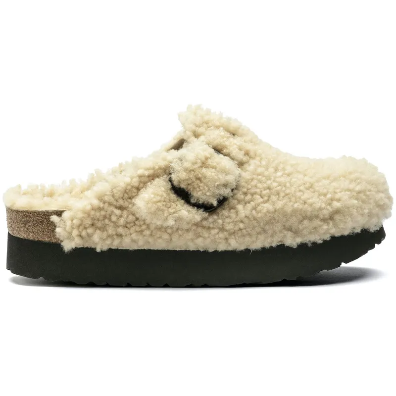 Birkenstock Boston Big Buckle Shearling Teddy Eggshell (1017677)