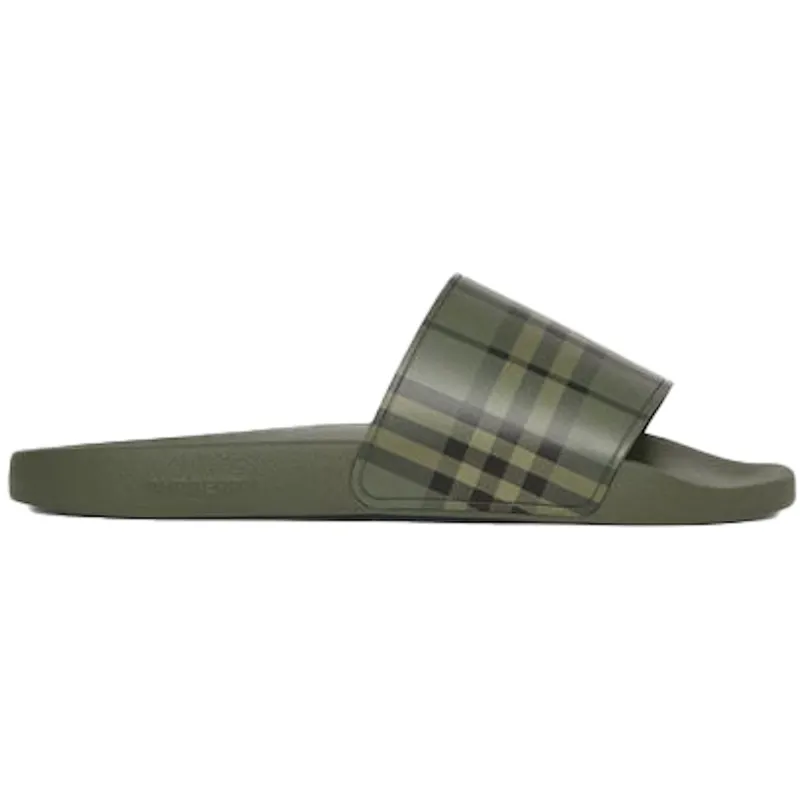 Burberry Embossed Logo Slides Military Green (80427111)