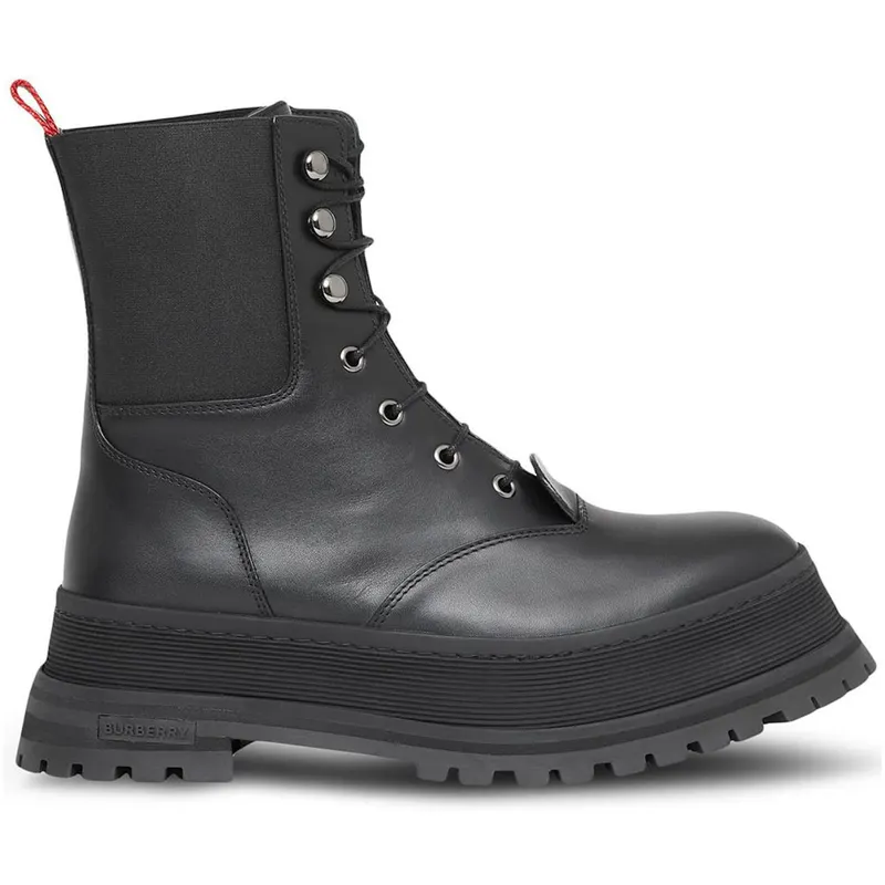 Burberry Iconic Strip Chunk Boots Black Leather (Women’s) (8034295)