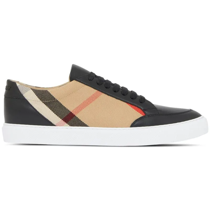 Burberry Leather Suede and House Check Sneakers Black Archive Beige Black White (Women’s) (8057508)