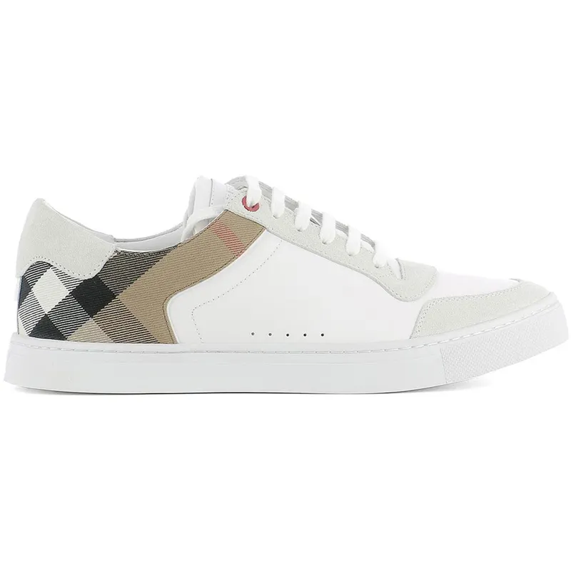 Burberry Leather Suede and House Check Sneakers Optic White (4054022)