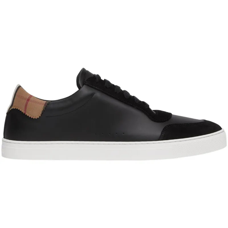 Burberry Leather Suede and Vintage Check Cotton Sneakers Black (80617521)