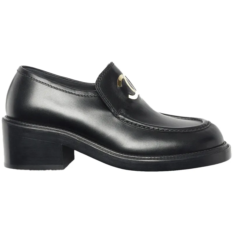 Chanel CC 55mm Loafers Black Shiny Calfskin (G39602 X56770 94305)