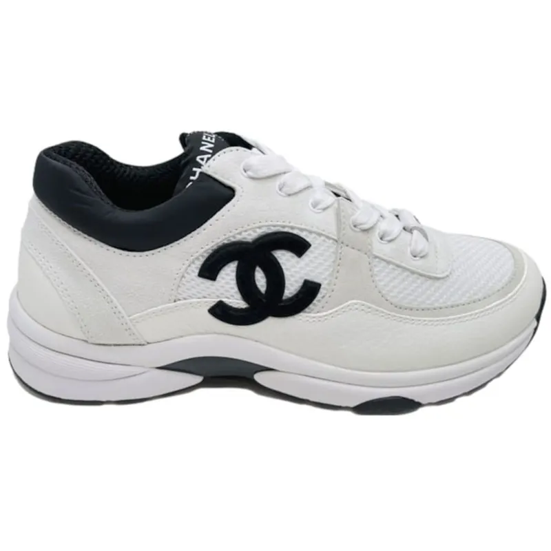 Chanel Low Top Trainer Suede White Black (Women’s) (G38299 Y55720 K3846)