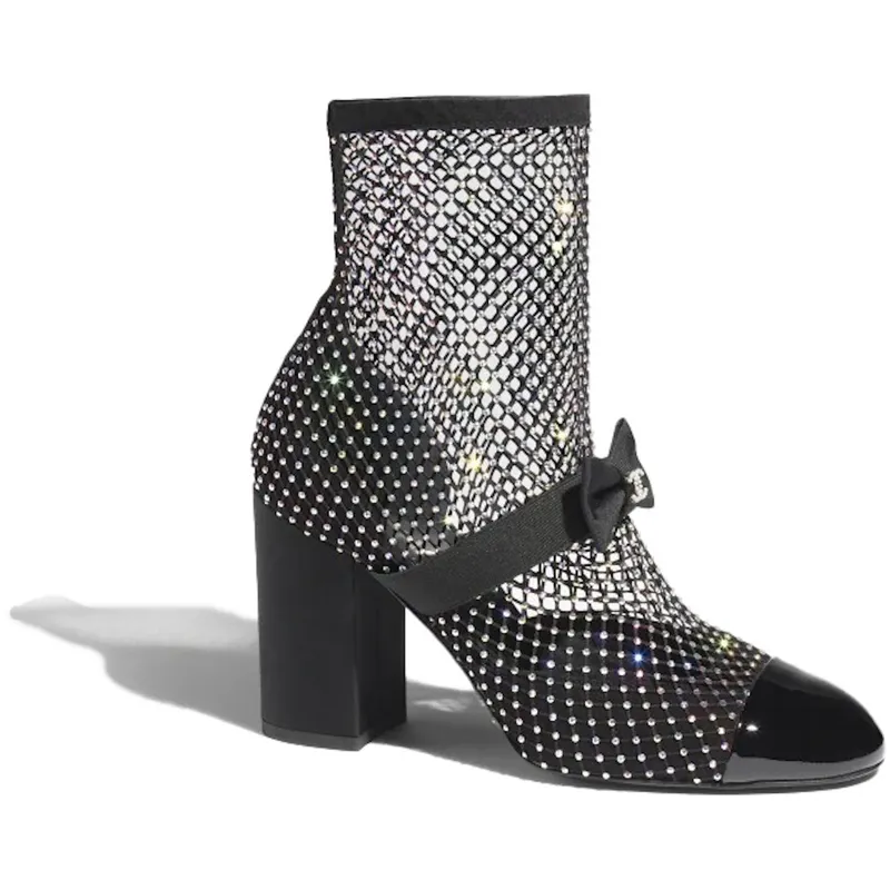 Chanel Resille 90mm Mary Janes Black Crystal Patent Calfskin (G40093 Y56614 K5929)