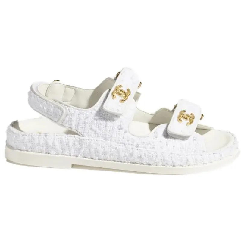 Chanel Tweed Sandal White Cotton (G35927 X57002 0T488)