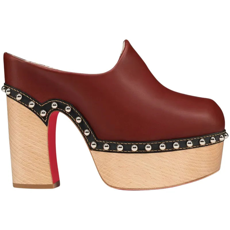 Christian Louboutin Jone 130mm Clog Bourbon Atlas Leather (3220952T664)