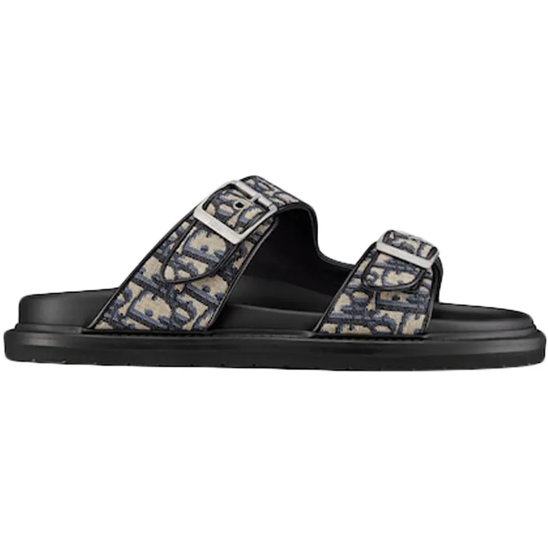 Dior Aqua Sandal Beige Black Dior Oblique Jacquard (3SA115ZSA_H561)