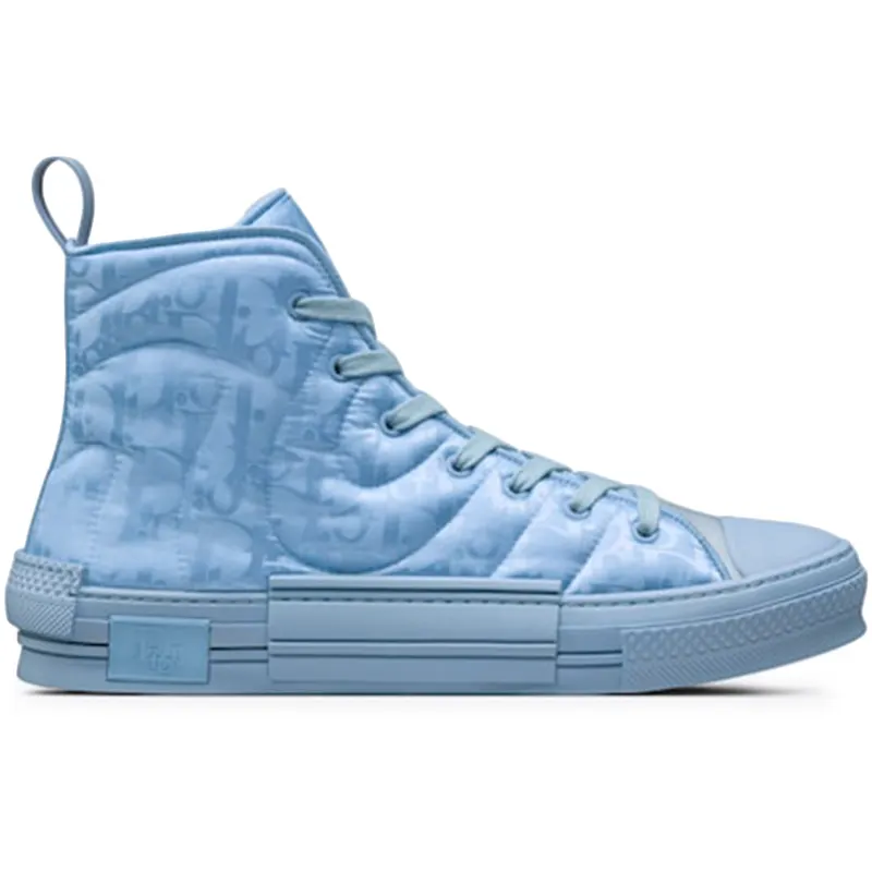 Dior B23 High Top ERL Blue Dior Oblique Mirage Quilted Technical Fabric with Swirl Motif (3SH134ZSW_H565)