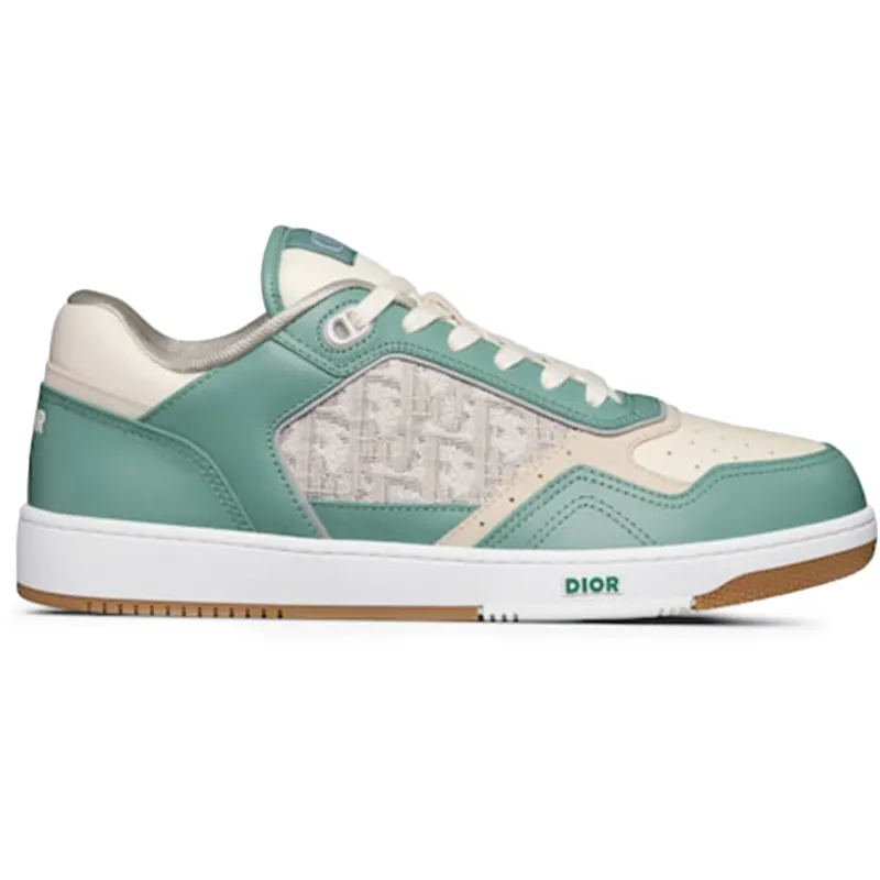 Dior B27 Low Turquoise and Cream Smooth Calfskin and Cream Dior Oblique Jacquard Canvas (3SN272ZIR_H066)