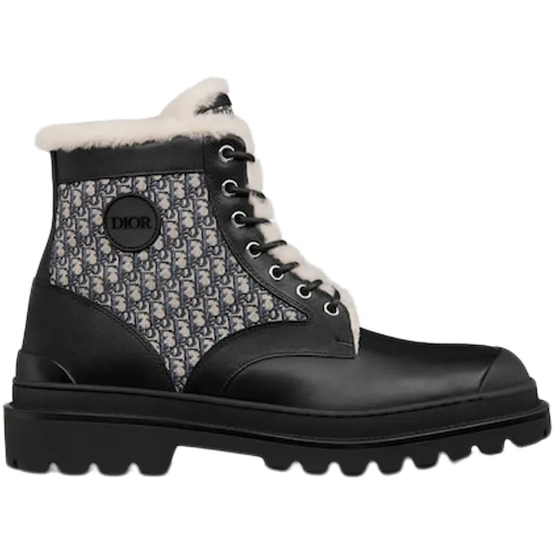 Dior Explorer Ankle Boot Black Beige Black Dior Oblique Jacquard (3BO257ZRP_H961)