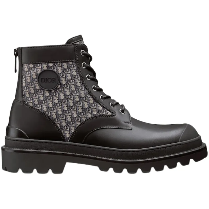 Dior Explorer Ankle Boot Black Beige Dior Oblique Jacquard (3BO257ZKD_H961)