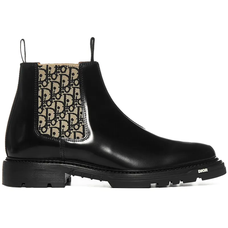 Dior Explorer Chelsea Boots Black Beige Oblique (3BO251ZJQ)