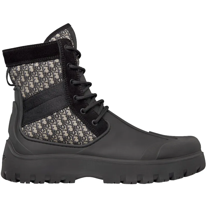 Dior Garden Lace Up Ankle Boots Black Rubber (3BO315ZYH_H961)