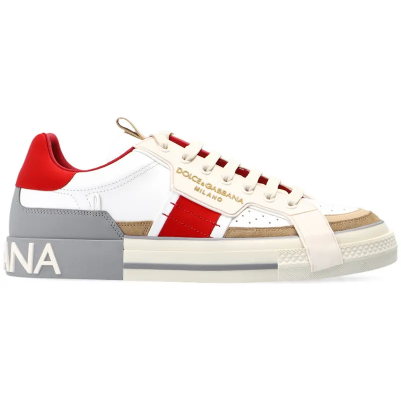 Dolce & Gabbana Custom 2.Zero Low Beige White Grey Red (CS1863 AO754 8K703)