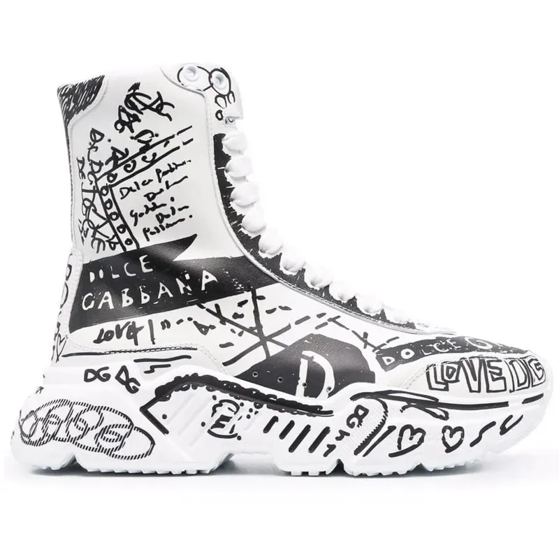 Dolce & Gabbana Daymaster Mid Top White Black Graffiti (Women’s) (CK1895AO773HWF57)