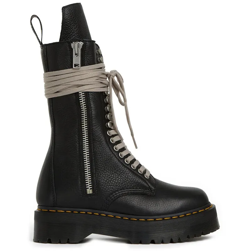 Dr. Martens 1918 Quad Leather Sole Calf Length Boot Rick Owens Black (DM02B3801 9001 09)