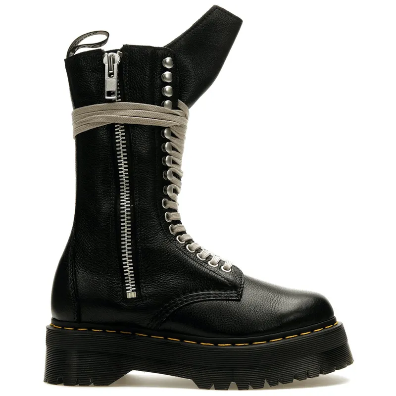 Dr. Martens 1918 Quad Leather Sole Calf Length Boot Rick Owens Black (Women’s) (DW02B3801 9001 09)