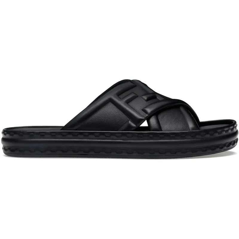 Fendi Crossover Band Sandal Black Embossed Macro FF Motif (7X1501AHI3F0QA1)