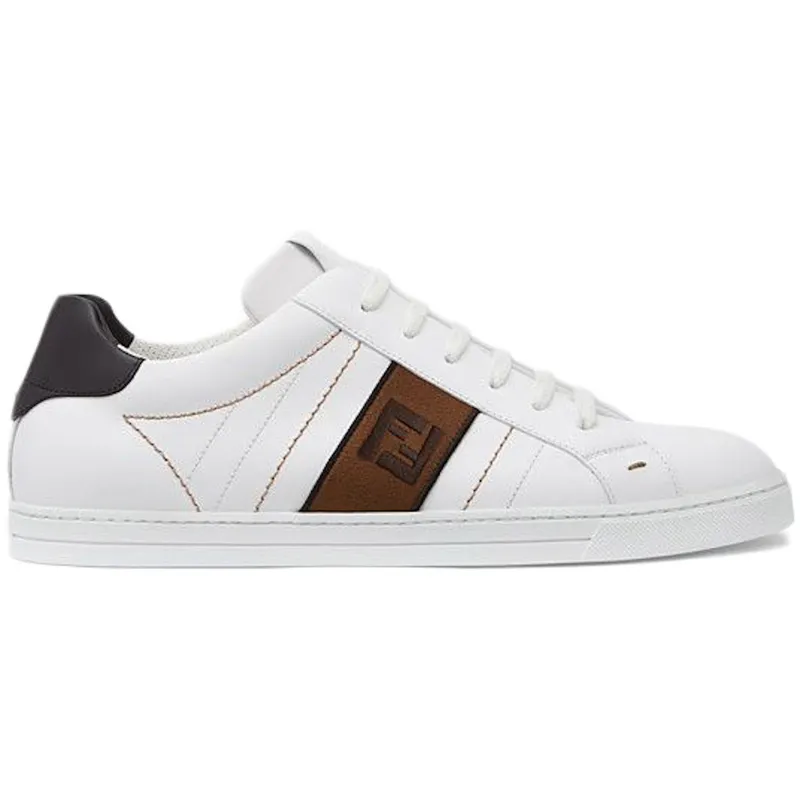Fendi FF Leather Low Top White Brown (7E1166A3XLF13TH)