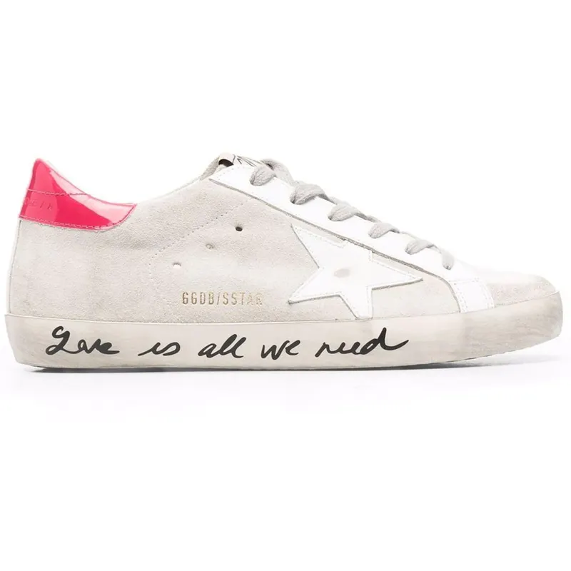 Golden Goose Super-Star Love Is All We Need Grey Pink White (Women’s) (GWF00101F00160010633)