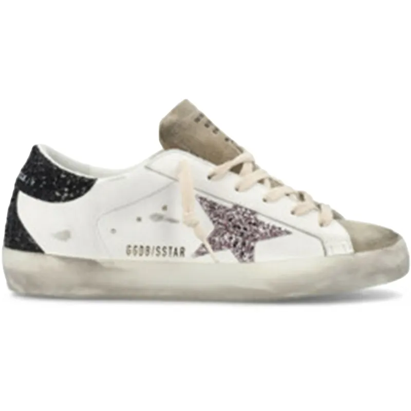Golden Goose Super-Star White Black Cream Glitter (Women’s) (GWF00102.F004107.82158)