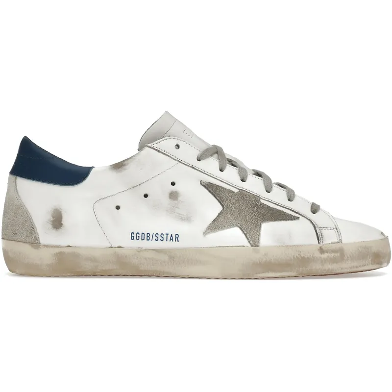 Golden Goose Super-Star White Royal Blue Grey Suede Patch (GMF00102F00218110509/GMF00102.F000311.10270)