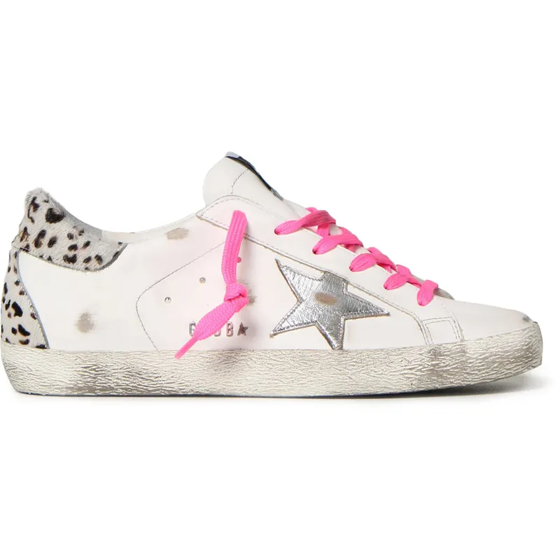Golden Goose Super Star White Silver Pink Leopard Print (Women’s) (GWF00102F00247210881)