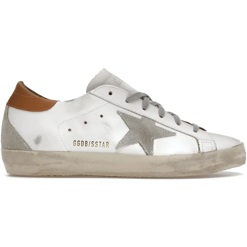 Golden Goose Super-Star White Vacchetta Tan Grey Suede Patch (Women’s) (GWF00102F00218210803)