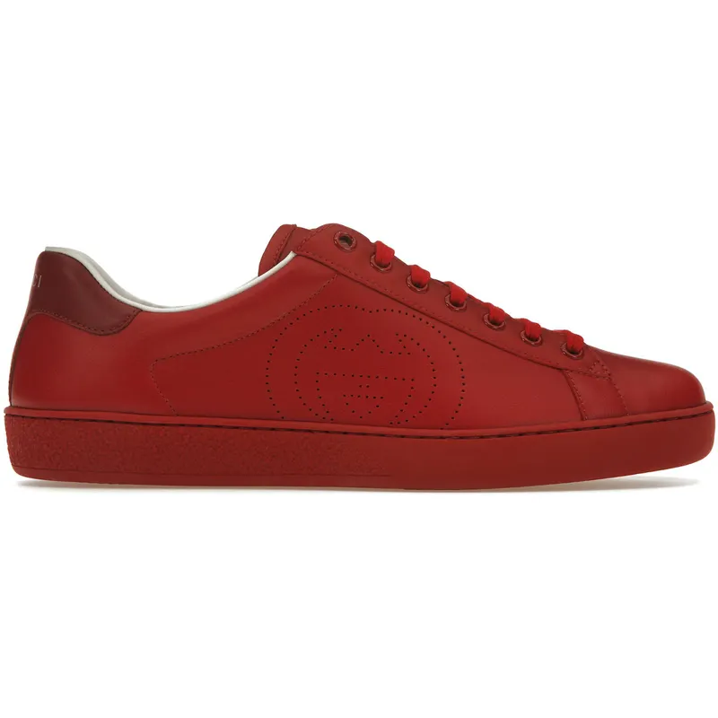 Gucci Ace Perforated Interlocking G Red (_599147 AYO70 6463)
