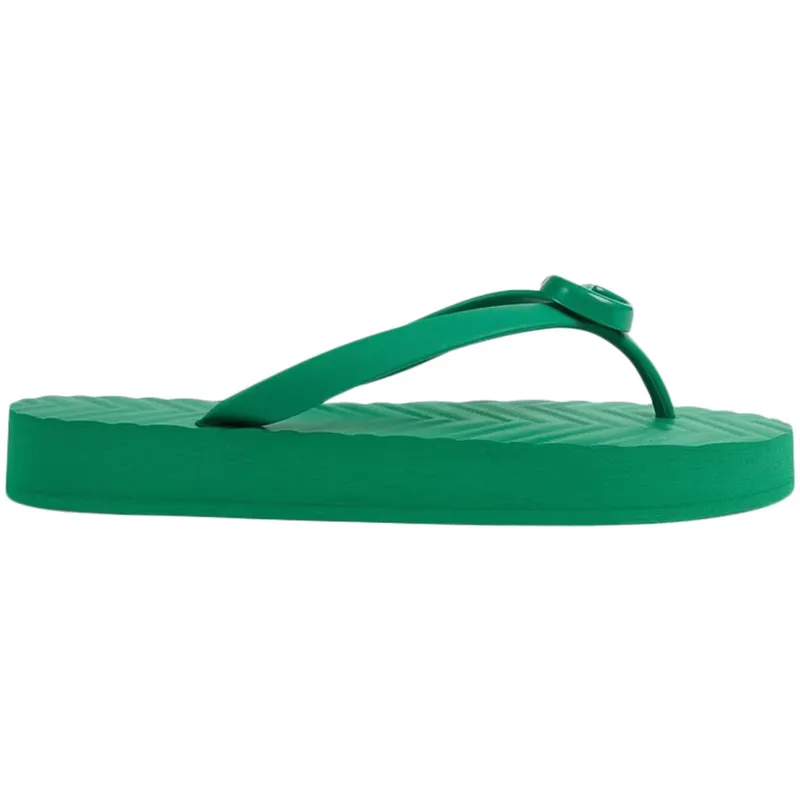 Gucci Chevron Thong Sandal Green Rubber (655463 J8710 3727)