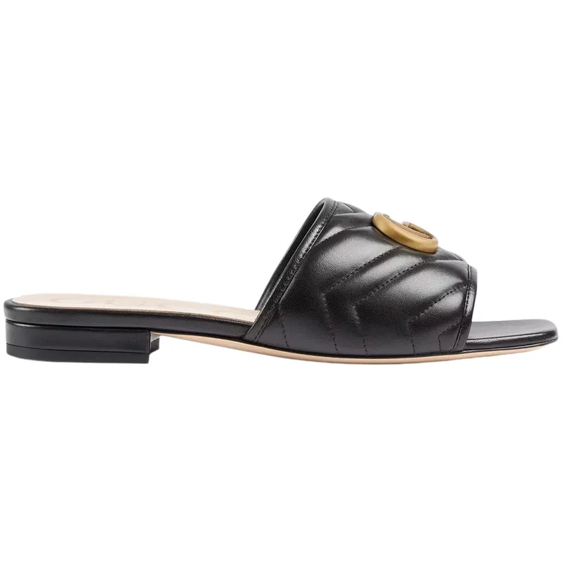 Gucci Double G Slide Sandal Black Leather (_646169 BKO60 1000)