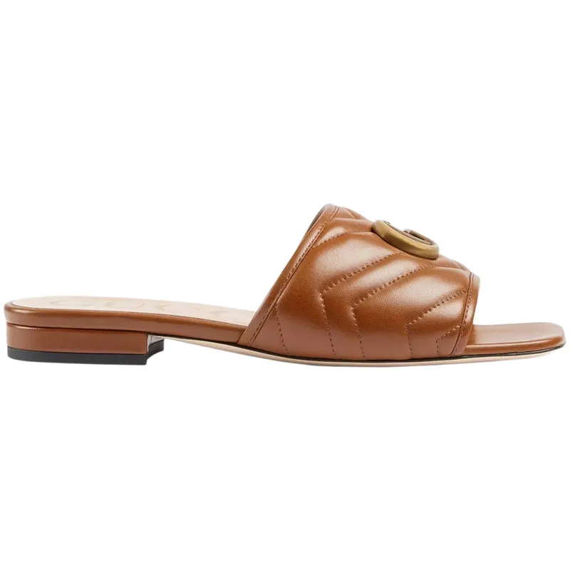 Gucci Double G Slide Sandal Brown Leather (_646169 BKO60 2535)