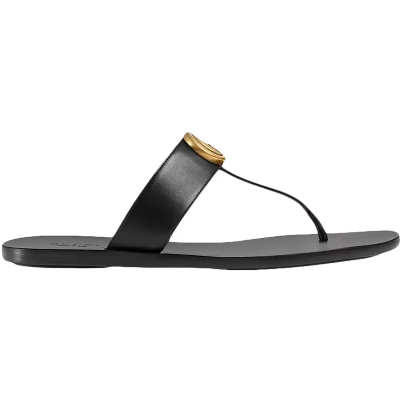 Gucci Double G Thong Sandal Black Leather (497444 A3N00 1000)
